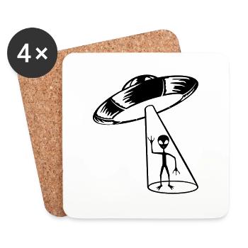 Beam Ufo Alien beckons - Coasters (set of 4) - white - Front