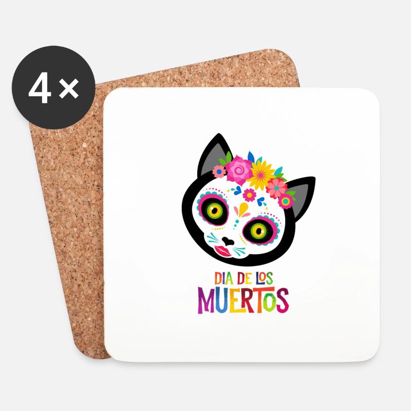 Mia Die Cat - Untersetzer (4er-Set) - Weiß