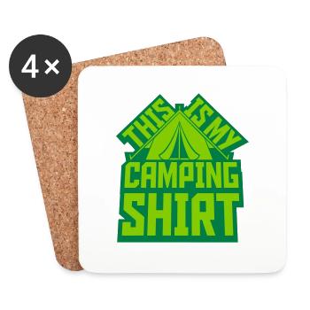 Camping Shirt Outdoor Tent - Coasters (set of 4) - white - Front