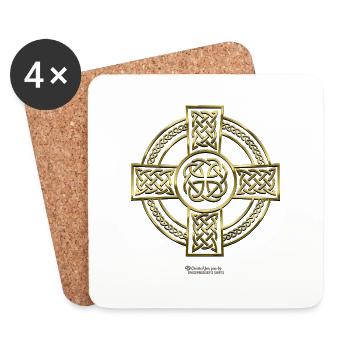 Keltisches Kreuz - Untersetzer (4er-Set) - Weiß - Vorne