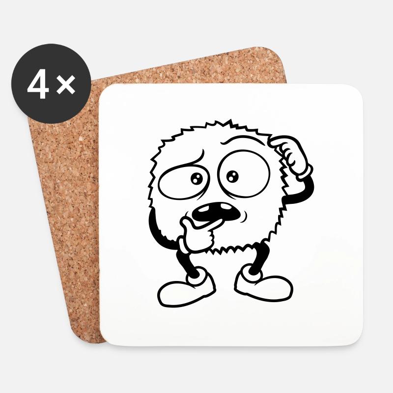 Monster skeptical face comic - Coasters (set of 4) - white