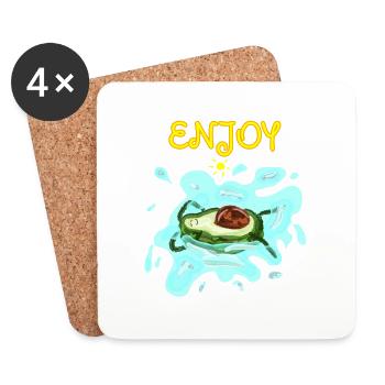 Baignade à l’avocat - Dessous de verre (lot de 4) - blanc - Devant