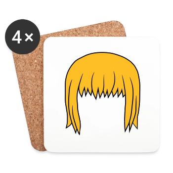 Anime Blonde Bobfrisur Bob - Untersetzer (4er-Set) - Weiß - Vorne