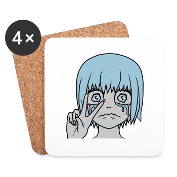 Victoire Main Signal Fille en pleurs - Dessous de verre (lot de 4) - blanc - Devant