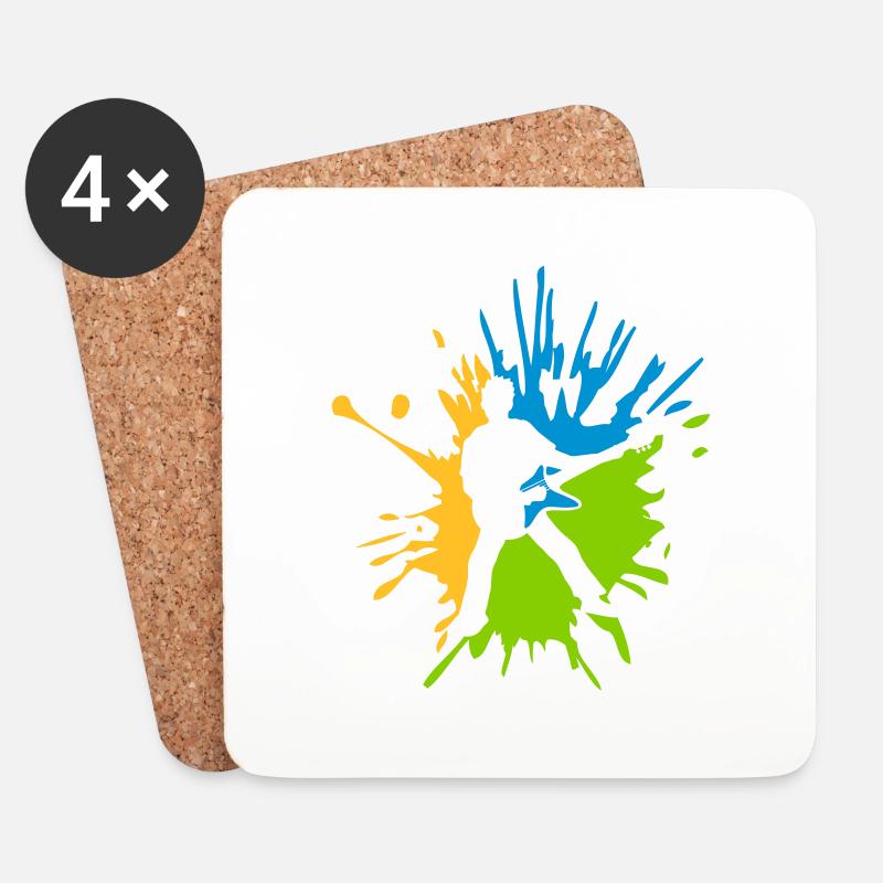 Bunte Tropfen Gitarrist Farbklecks - Untersetzer (4er-Set) - Weiß