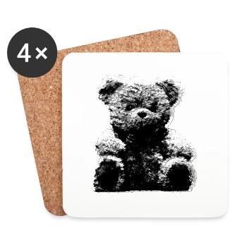 Cuddly Toy Bear Cute Cartoon Funny Baby - Coasters (set of 4) - white - Front