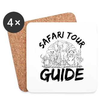 Safari Tour Guide Kostüm Afrika Zoo Tour Reise - Untersetzer (4er-Set) - Weiß - Vorne