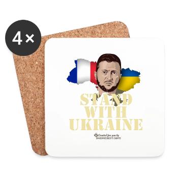 Ukraine France Stand avec l’Ukraine - Dessous de verre (lot de 4) - blanc - Devant