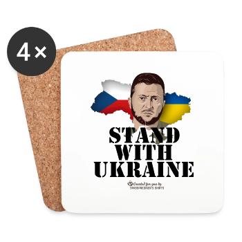 Ukraine République tchèque Supporters T-Shirt Design - Dessous de verre (lot de 4) - blanc - Devant