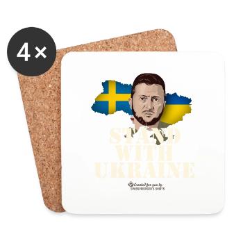 Ukraine Sverige Stand avec l’Ukraine - Dessous de verre (lot de 4) - blanc - Devant