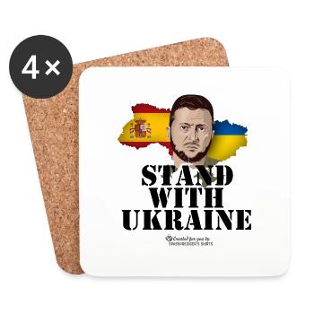 Ukraine Espagne Supporters T-Shirt Design - Dessous de verre (lot de 4) - blanc - Devant