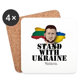 Litauen Ukraine Selenskyj Stand with Ukraine - Untersetzer (4er-Set) - Weiß - Vorne