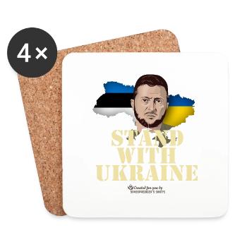 Selenskyj T-Shirt Estland Stand with Ukraine - Untersetzer (4er-Set) - Weiß - Vorne
