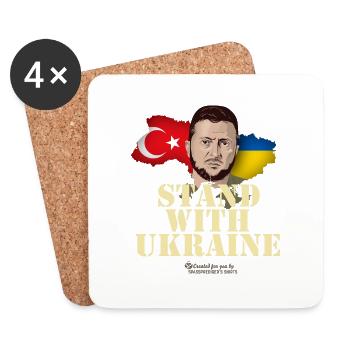 Ukraine Turquie Zelenskyi - Dessous de verre (lot de 4) - blanc - Devant