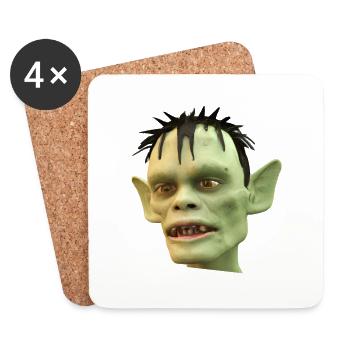 Horror Zombie vert en 3D pour Halloween - Dessous de verre (lot de 4) - blanc - Devant