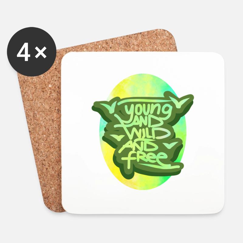 Young and Wild and Free - Handstyle - Untersetzer (4er-Set) - Weiß