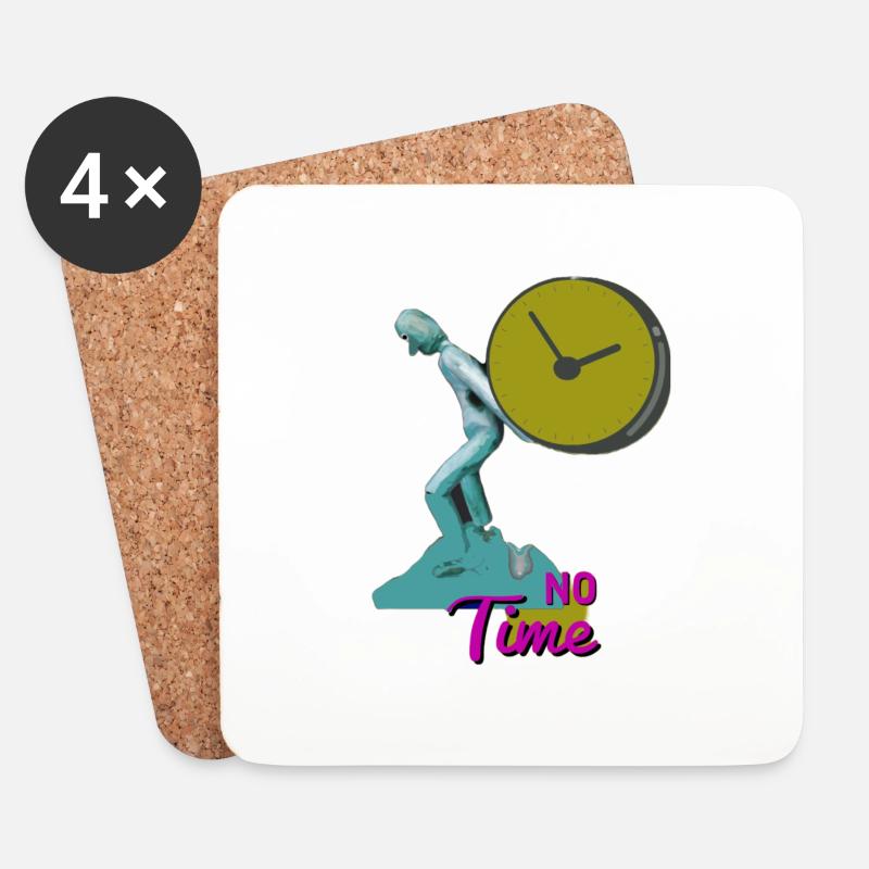 Keine Zeit No Time - Untersetzer (4er-Set) - Weiß