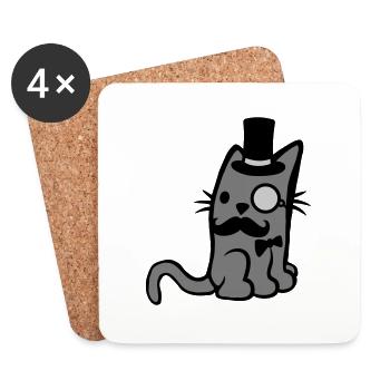 Lunettes monocle Mr. Cat - Dessous de verre (lot de 4) - blanc - Devant