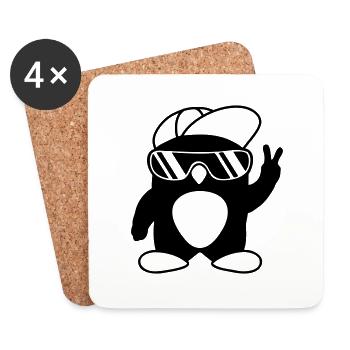 Peace Cool Penguin Hand Signal - Coasters (set of 4) - white - Front