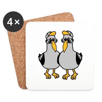 2 Amis de l’équipe Seagulls - Dessous de verre (lot de 4) - blanc - Devant