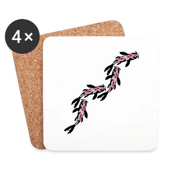 Many Koi Fish Nishikigoi - Coasters (set of 4) - white - Front
