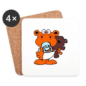 orange hippo nilperd girls kids kids baby animal - Coasters (set of 4) - white - Front