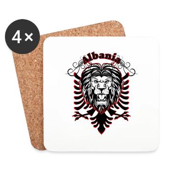 Lion d’Albanie - Dessous de verre (lot de 4) - blanc - Devant