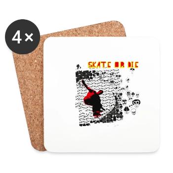 skate or die skater skull street jump halfpipe lol - Coasters (set of 4) - white - Front