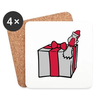 Gans platzt aus Geschenk - Untersetzer (4er-Set) - Weiß - Vorne
