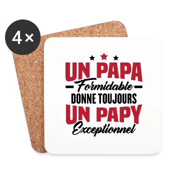 Cadeau pour Grand-père, Un Papy Exceptionnel - Dessous de verre (lot de 4) - blanc - Devant