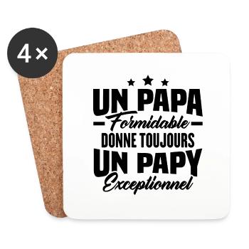 Cadeau pour Grand-père, Un Papy Exceptionnel - Dessous de verre (lot de 4) - blanc - Devant