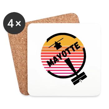 Mayotte Sunset Retro Plane - Coasters (set of 4) - white - Front