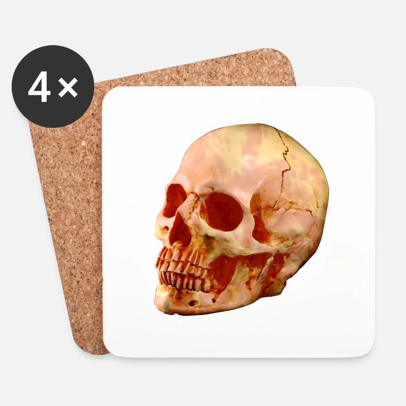 Halloween-Schädel - Untersetzer (4er-Set) - Weiß