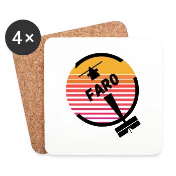 Faro Portugal Airplane Sun Retro Vintage Holidays - Coasters (set of 4) - white - Front