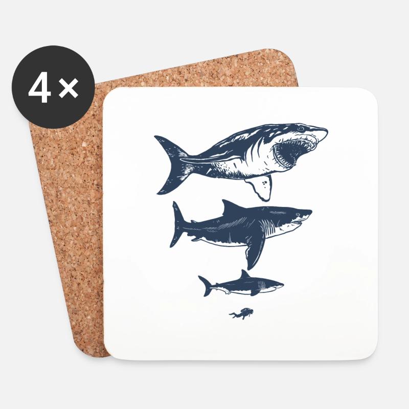 Megalodon - Untersetzer (4er-Set) - Weiß