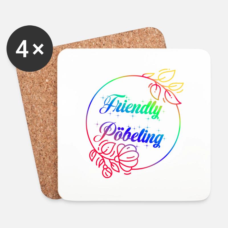 FriendlyPöbeling Rainbow - Untersetzer (4er-Set) - Weiß
