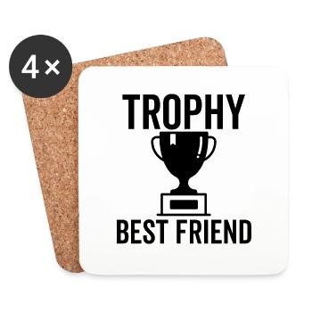 Trophée Meilleur Ami - Dessous de verre (lot de 4) - blanc - Devant