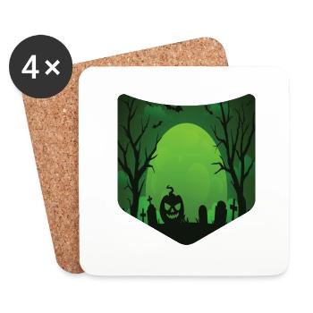 Pleine Lune Creepy Chest Pocket Citrouille Halloween - Dessous de verre (lot de 4) - blanc - Devant