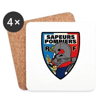 fanion t-shirt sapeurs pompiers de France Fanion - Dessous de verre (lot de 4) - blanc - Devant