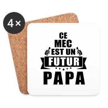 futur papa / bientôt papa / je vais être papa - Dessous de verre (lot de 4) - blanc - Devant