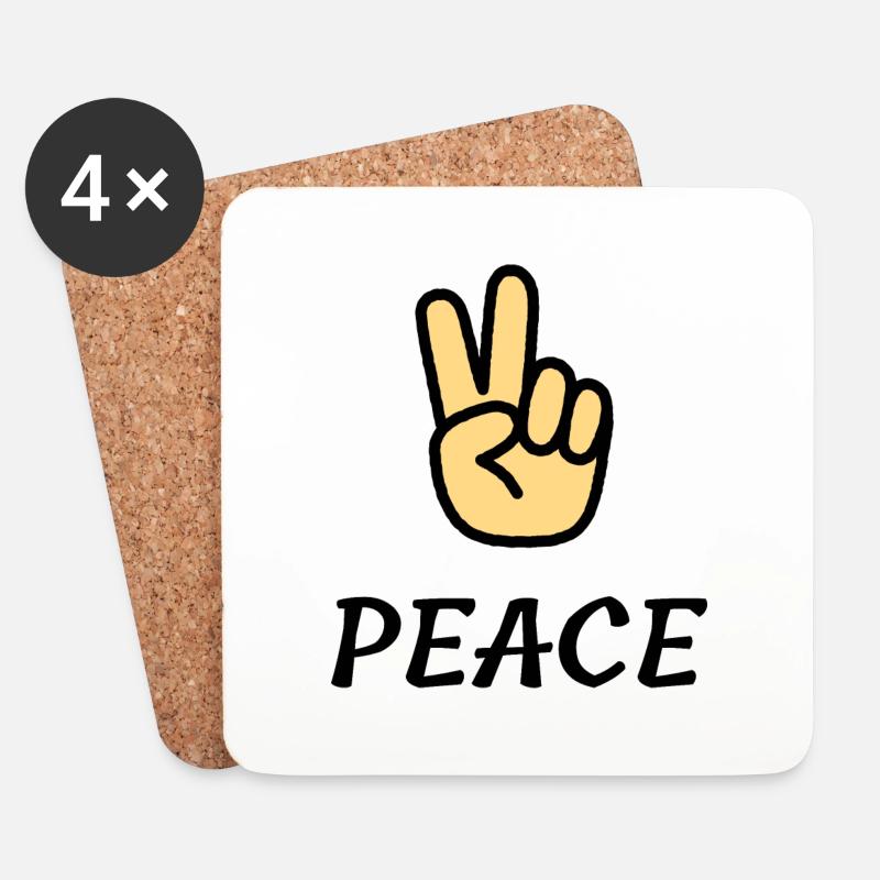 Cooles Peace-Design - Untersetzer (4er-Set) - Weiß