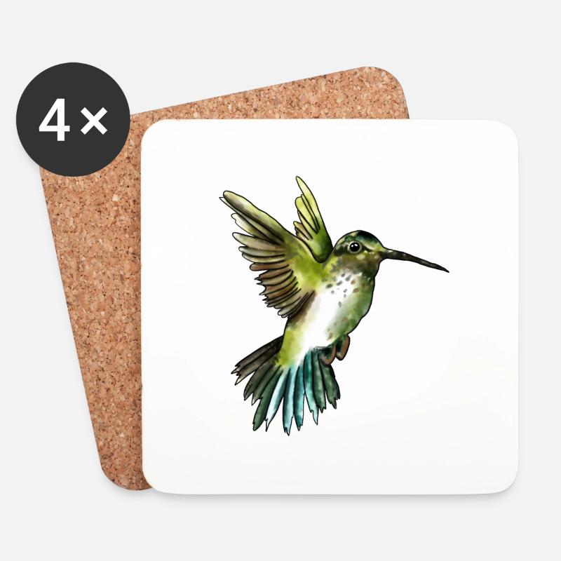 Süßer, hangemalter, blauer Kolibri - Untersetzer (4er-Set) - Weiß