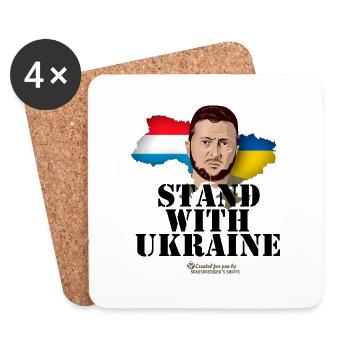 Ukraine Luxembourg T-Shirt Design - Coasters (set of 4) - white - Front