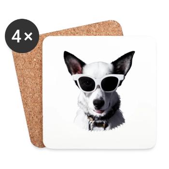 Dog with sunglasses Dog lover Dog owner - Coasters (set of 4) - white - Front