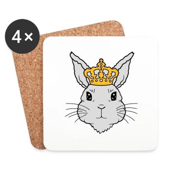 King Rabbit Crown Face - Coasters (set of 4) - white - Front