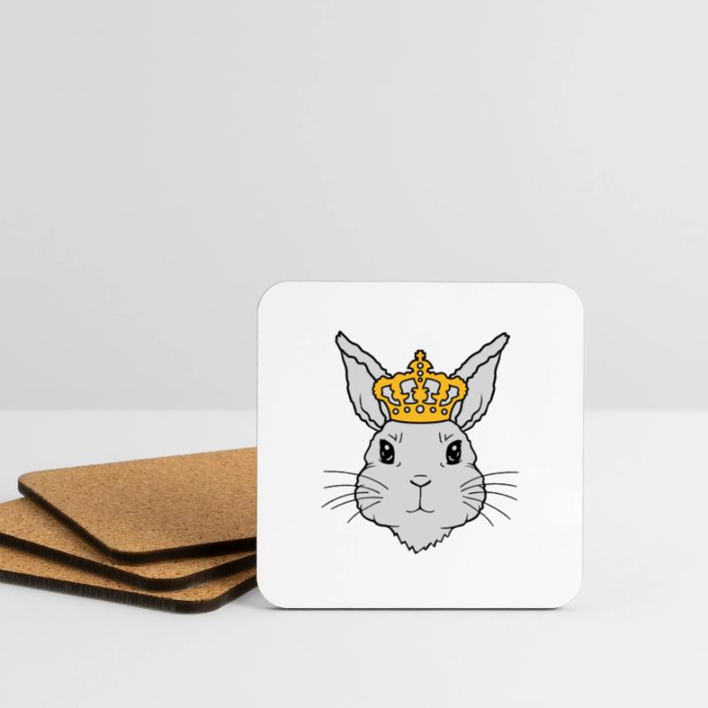 King Rabbit Crown Face Coasters (set of 4)