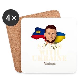 Ukraine Liechtenstein T-Shirt Design - Coasters (set of 4) - white - Front