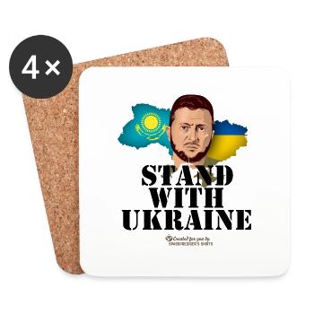 Ukraine Kasachstan Unterstützer Merch - Untersetzer (4er-Set) - Weiß - Vorne