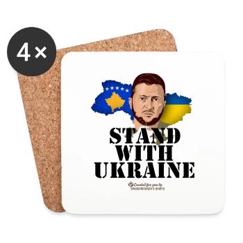 Ukraine Kosovo T-Shirt - Untersetzer (4er-Set) - Weiß - Vorne