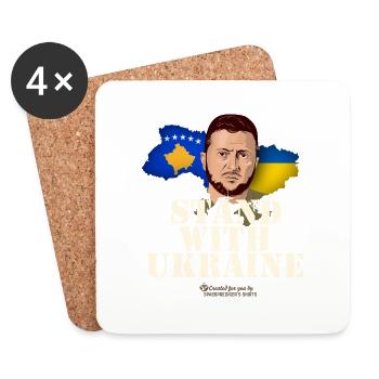 Stand with Ukraine Kosovo T-Shirt Design - Untersetzer (4er-Set) - Weiß - Vorne